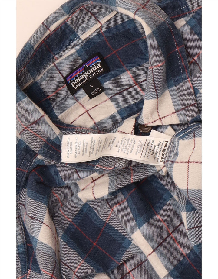 Patagonia Camicia da uomo in flanella di cotone a quadri blu grandi