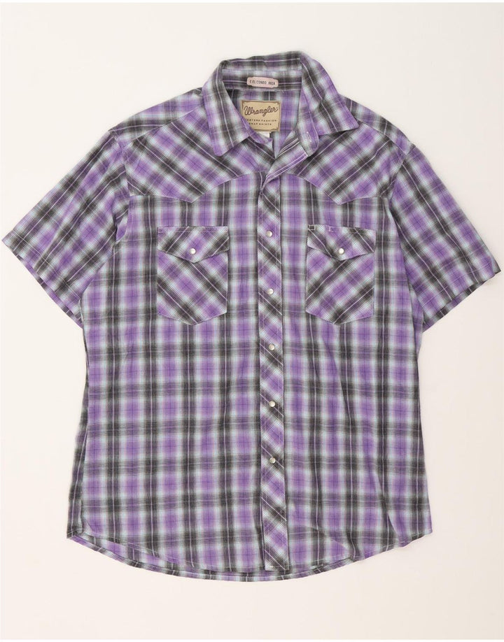 Camicia a maniche corte da uomo Wrangler a quadri viola medio