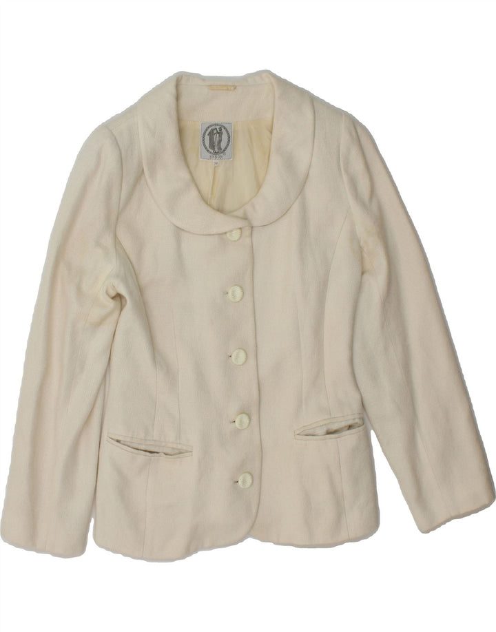 VINTAGE Womens 5 Button Blazer Jacket EU 36 Small White Vintage Vintage and Second-Hand Vintage from Messina Hembry 