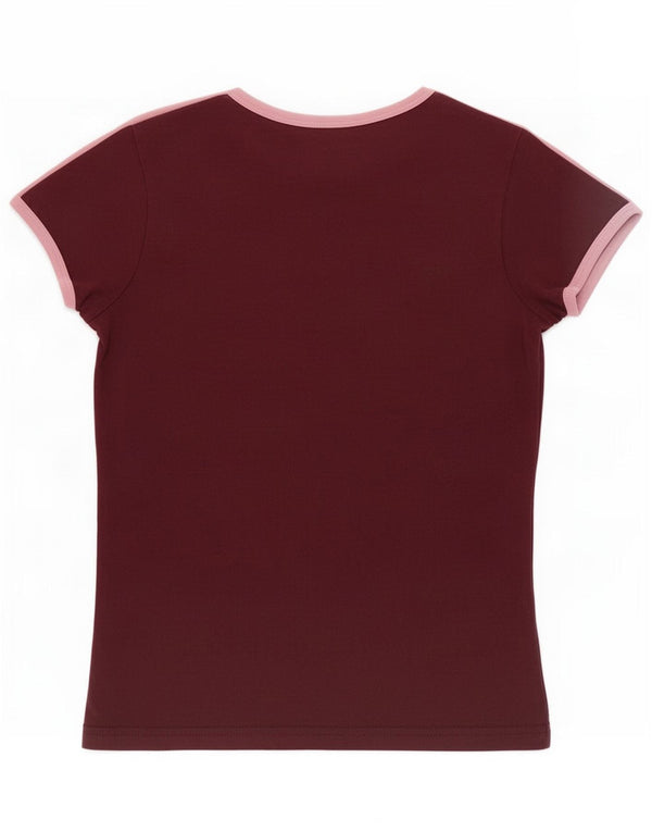 T-shirt grafica da donna Puma Top UK 10 Small Borgogna Colourblock