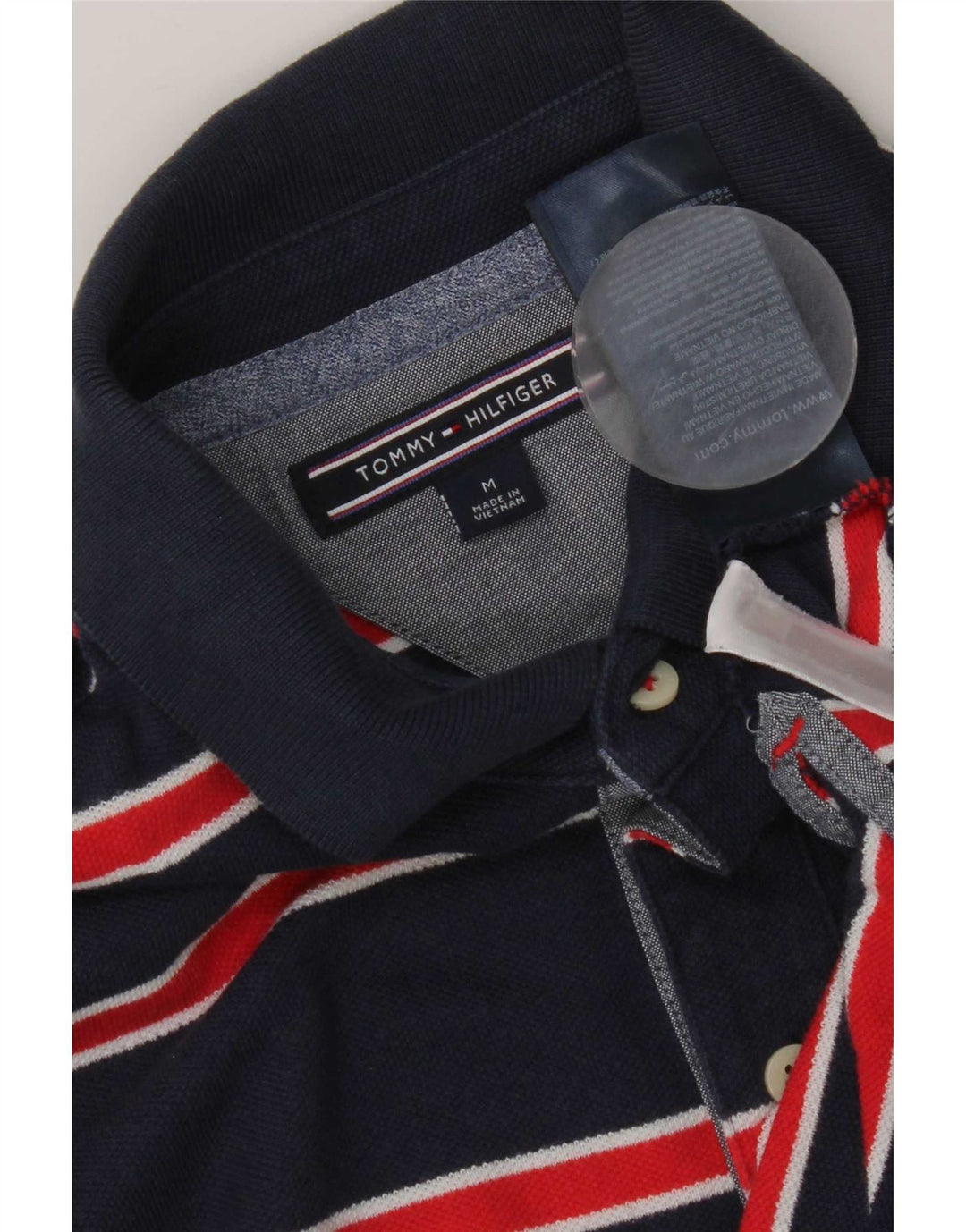 Polo da uomo a maniche corte Tommy Hilfiger a righe blu navy medie