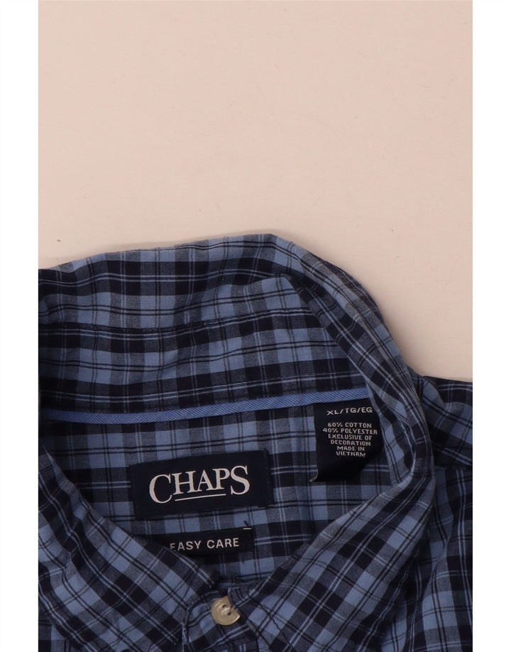 Camicia Chaps da uomo Easy Care XL in cotone a quadri blu