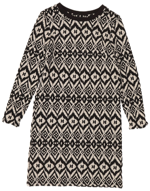 Abito maglione a maniche lunghe da donna Marks & Spencer UK 8 piccolo nero geometrico