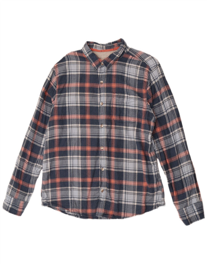 Camicia in flanella da uomo Fat Face, cotone a quadri blu navy grande