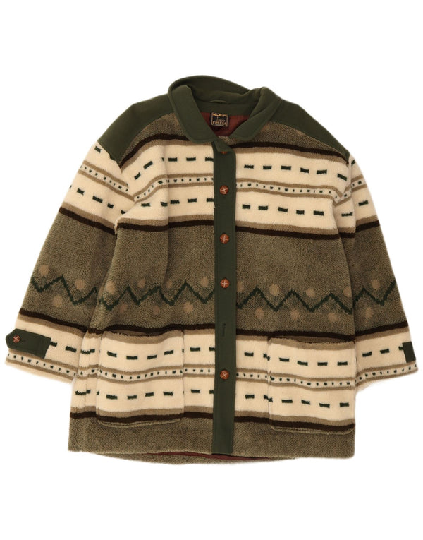 Soprabito oversize in pile da donna vintage EU 40 color block verde medio
