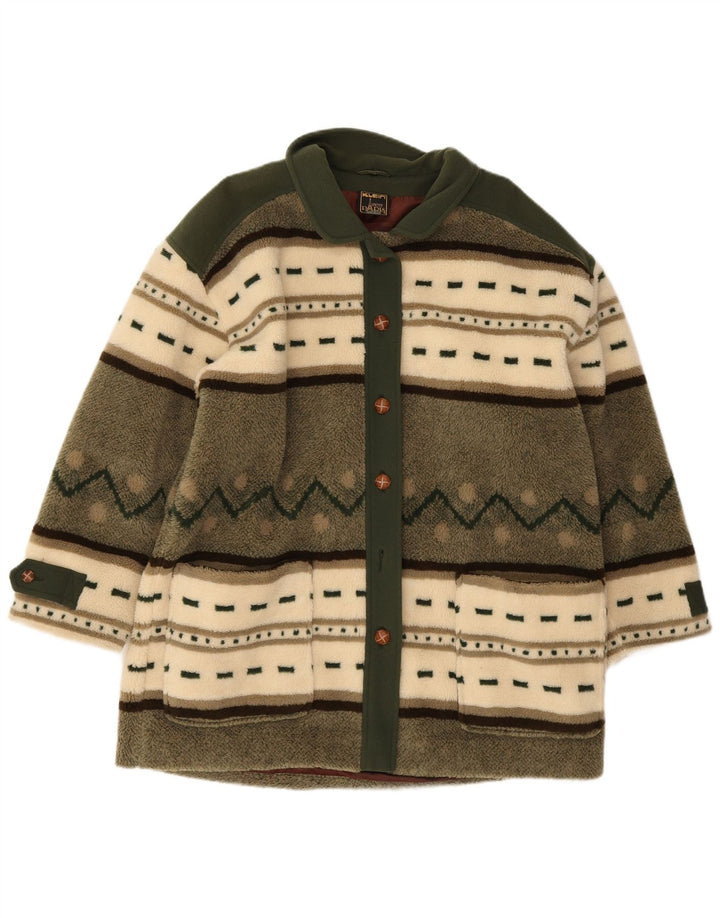 Soprabito oversize in pile da donna vintage EU 40 color block verde medio