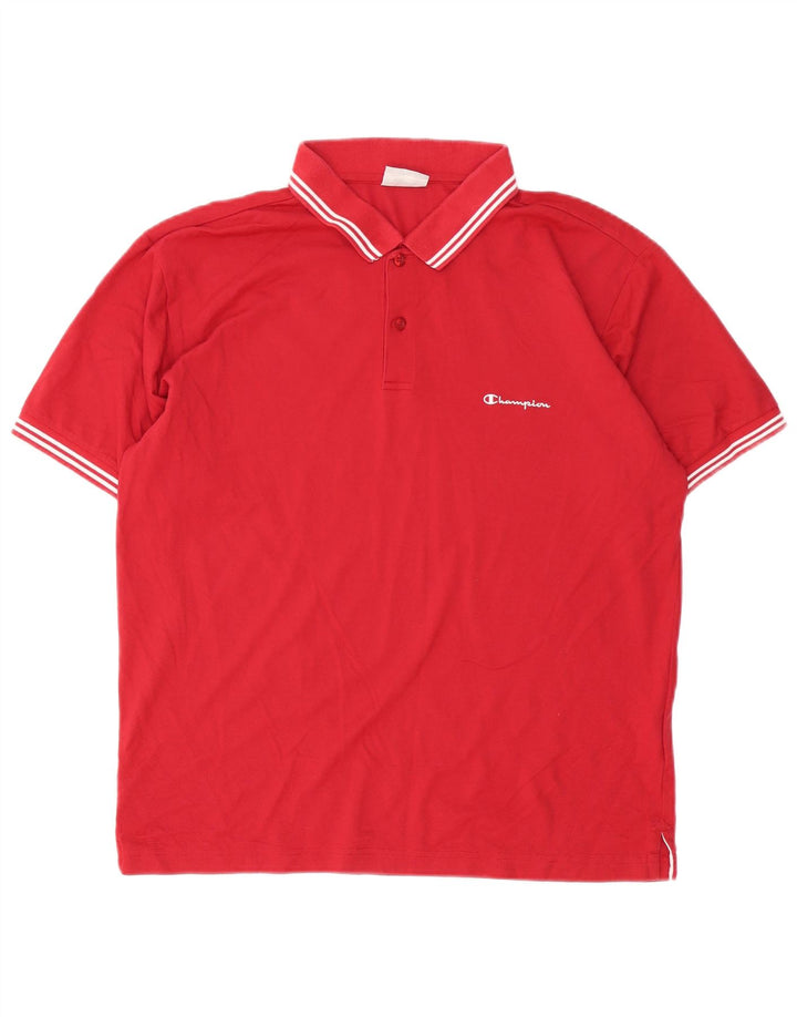 Polo da uomo CHAMPION in cotone a righe grandi rosse