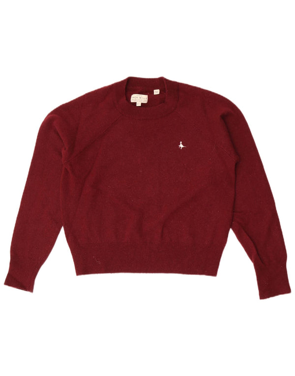Maglione maglione girocollo oversize corto da donna Jack Wills UK 6 XS Borgogna