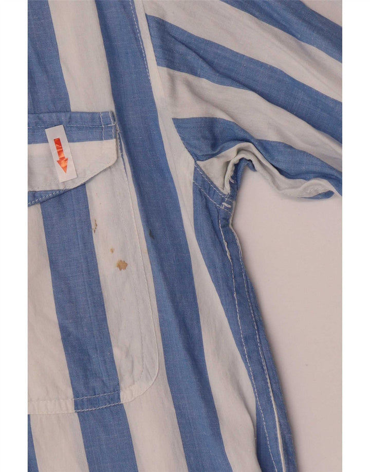 Camicia vintage da uomo a righe blu medio
