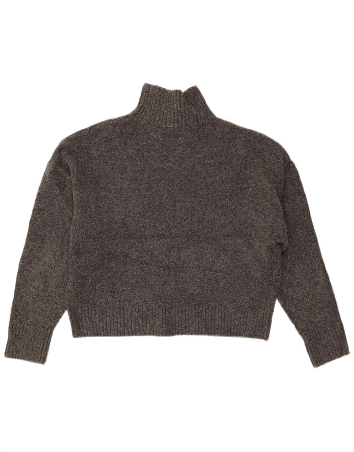 Maglione corto oversize con collo dolcevita corto da donna Zara UK 10 piccolo grigio