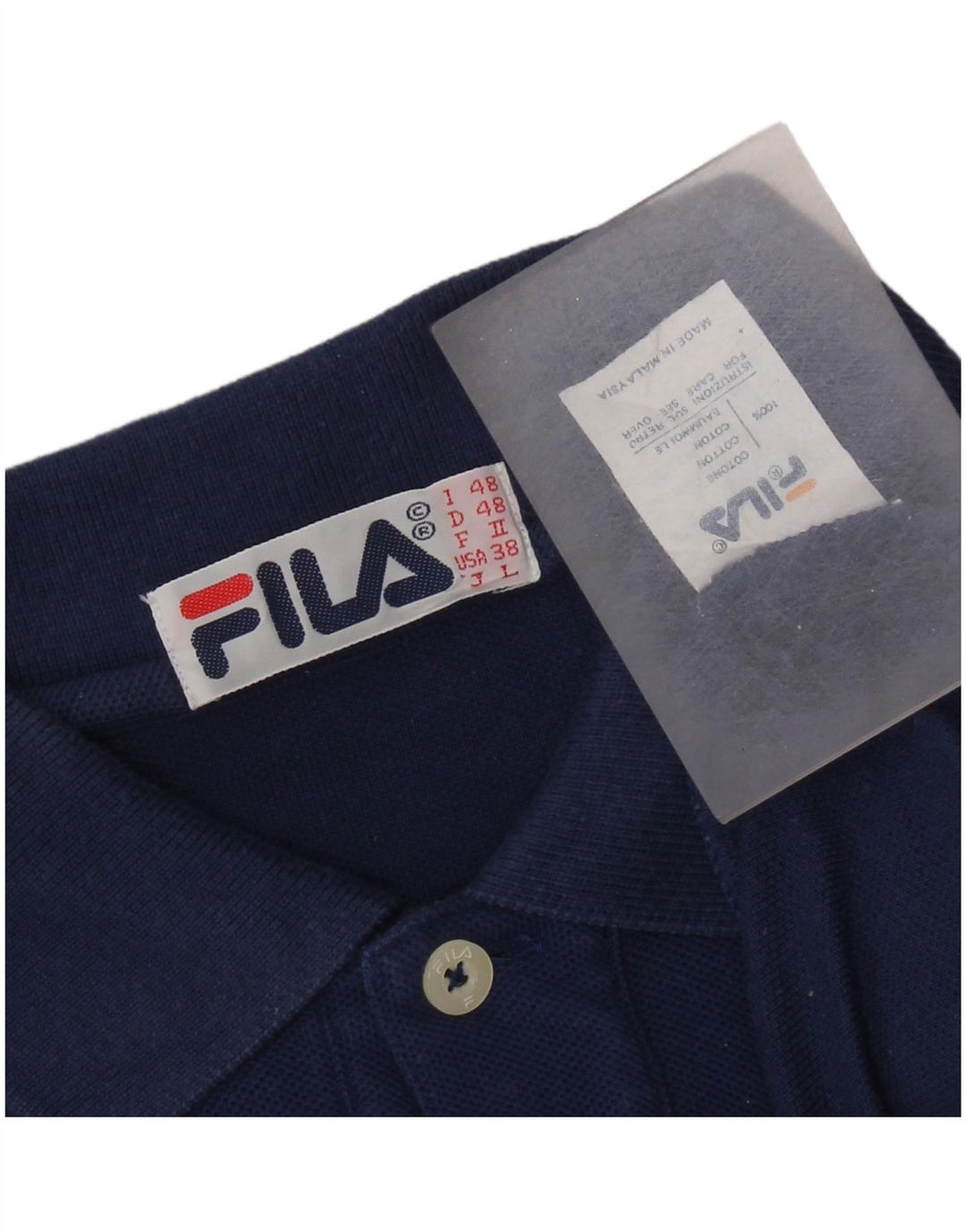 Polo FILA Uomo Manica Lunga IT 48 Medio Blu Navy Cotone
