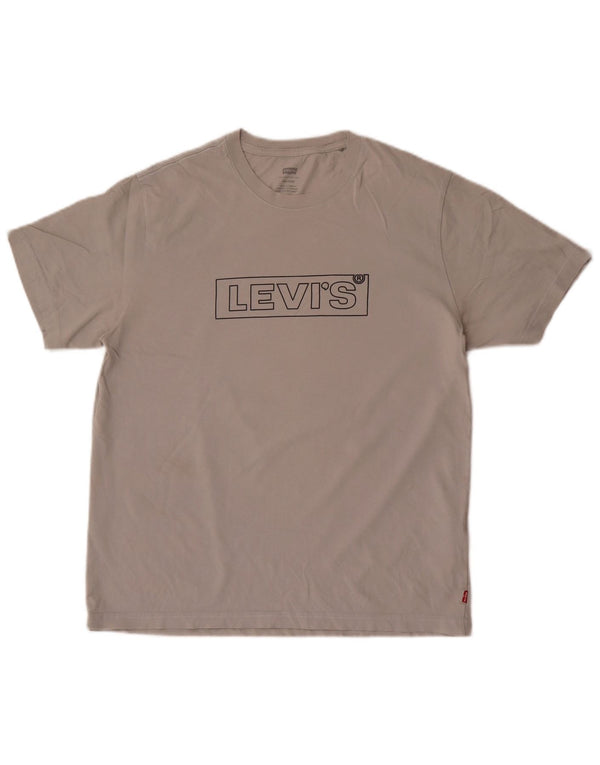 Levi's T-shirt grafica da donna con vestibilità rilassata Top UK 14 Cotone grigio medio