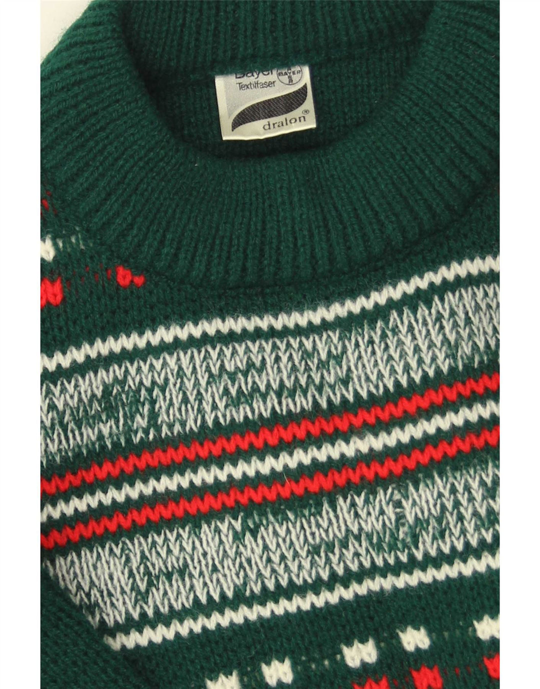 Dralon Maglione da uomo girocollo maglione piccolo verde Fair Isle poliacrilico