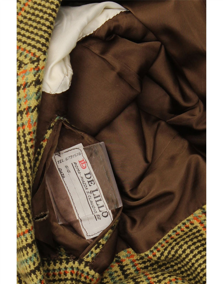 Giacca blazer da uomo a 3 bottoni VINTAGE UK 38 pied de poule verde medio