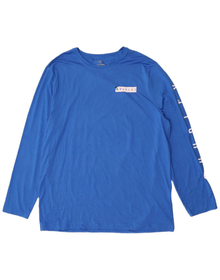 Maglietta grafica da uomo Hurley a maniche lunghe XL in poliestere blu