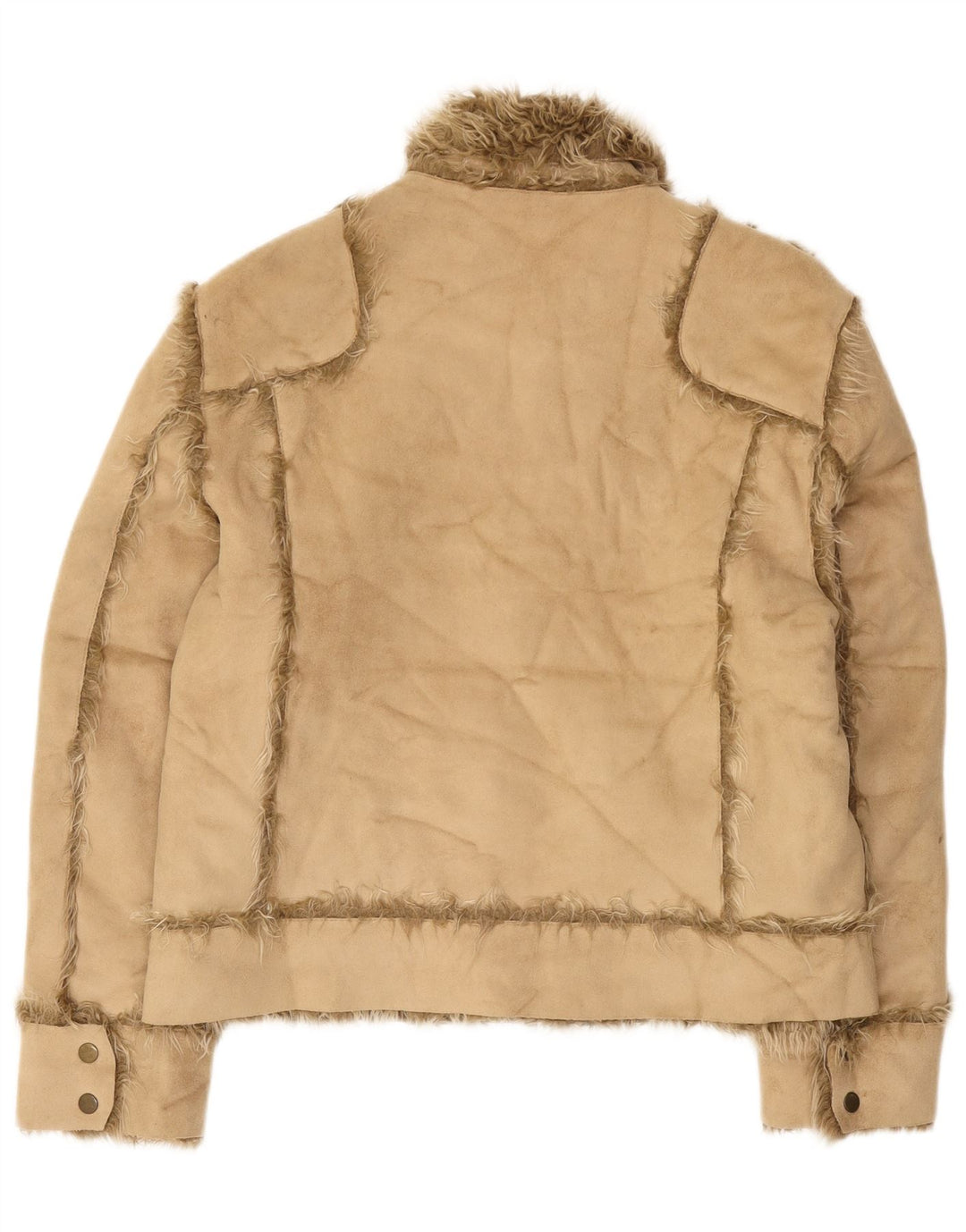 Giacca Sherpa da donna Zara UK 16 Large Beige Acrilico