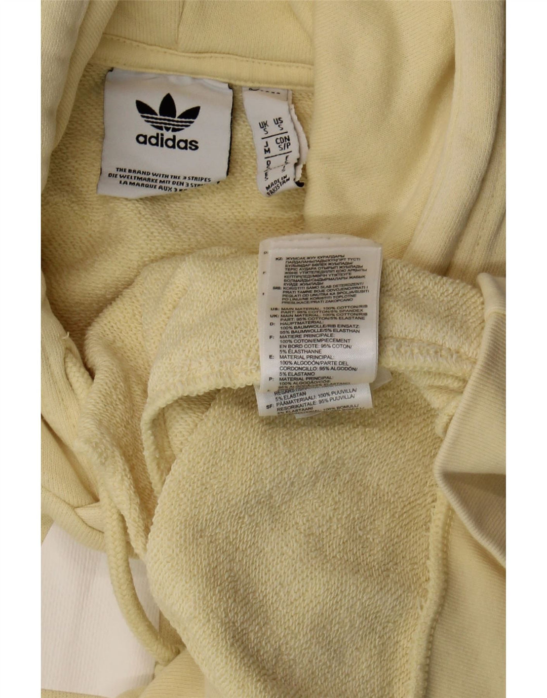 Felpa con cappuccio grafica da uomo Adidas Small in cotone giallo