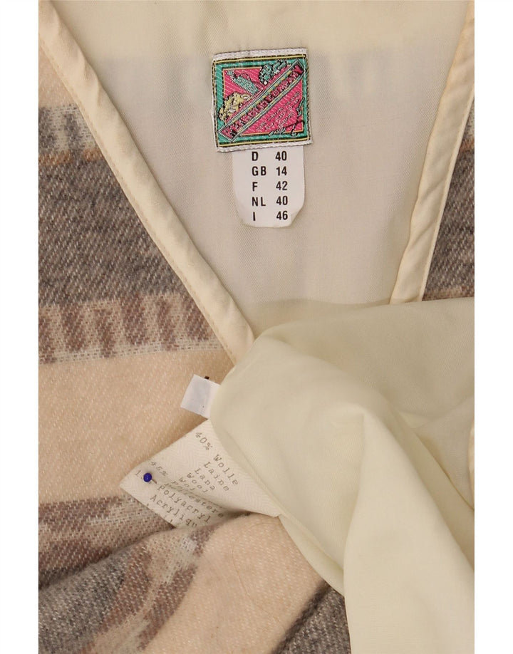 Gilet da donna vintage UK 14 grande lana geometrica beige