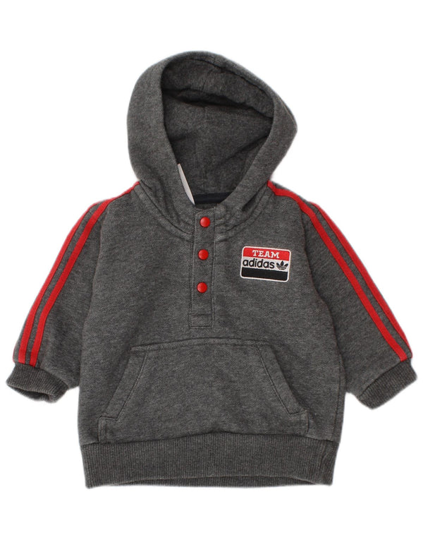 Maglione con cappuccio e bottoni grafici Adidas da bambino, 3-6 mesi, grigio chiazzato