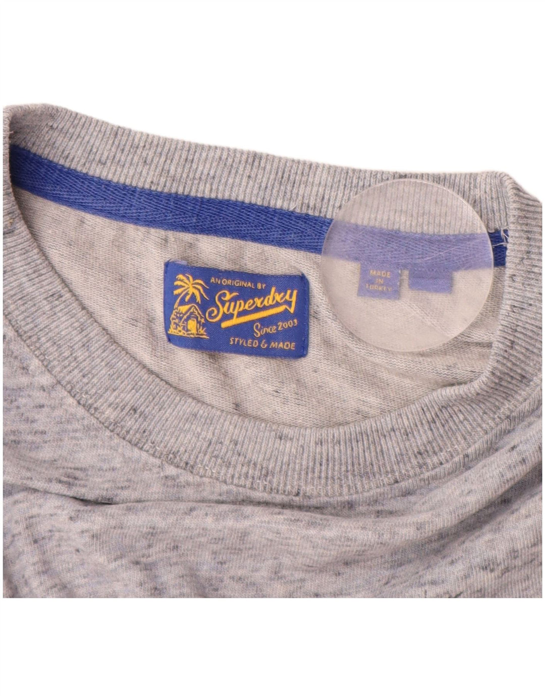 T-shirt grafica da uomo SUPERDRY Top in cotone screziato grigio medio