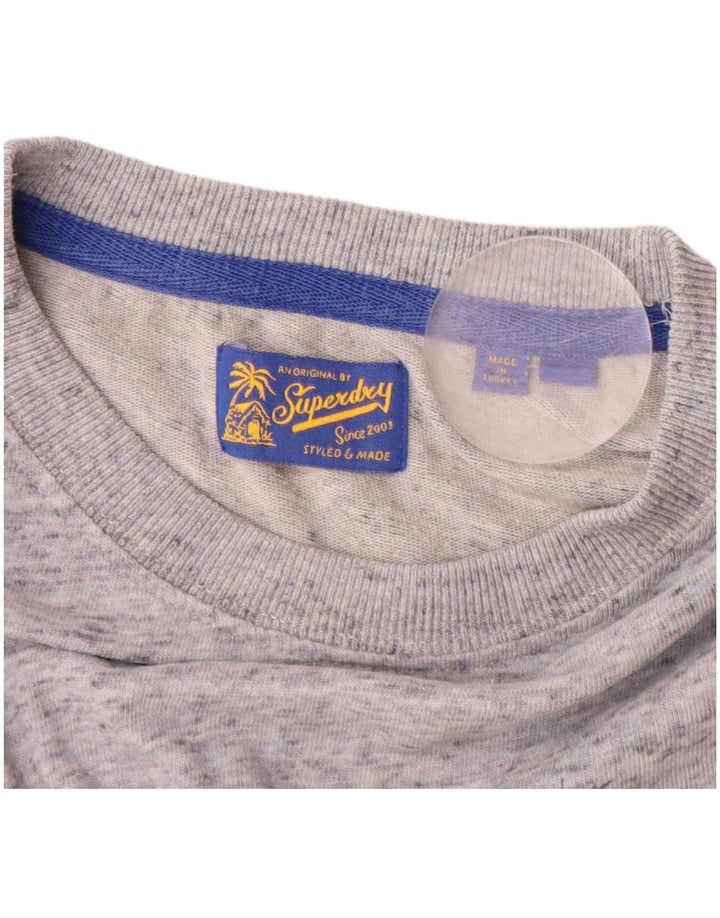 T-shirt grafica da uomo SUPERDRY Top in cotone screziato grigio medio