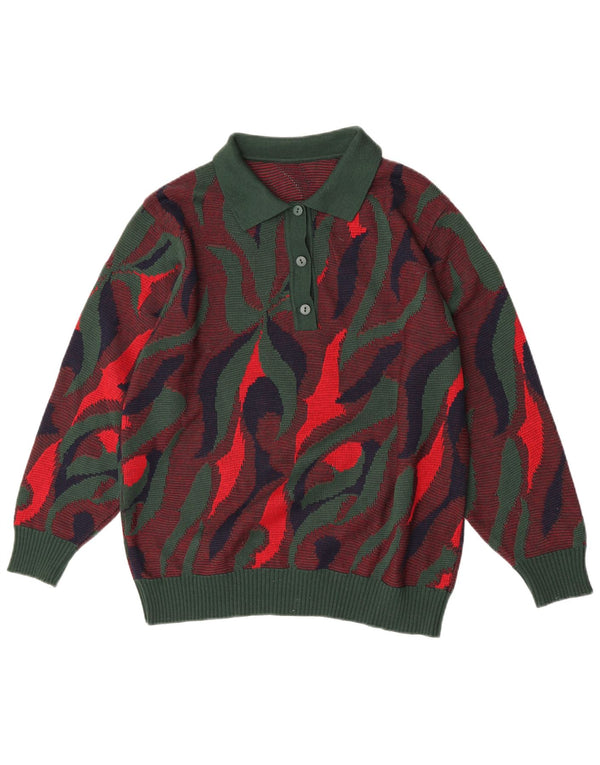 Maglione vintage da donna con collo alto IT 46 grande multicolore
