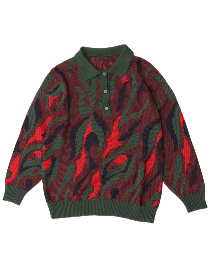 Maglione vintage da donna con collo alto IT 46 grande multicolore