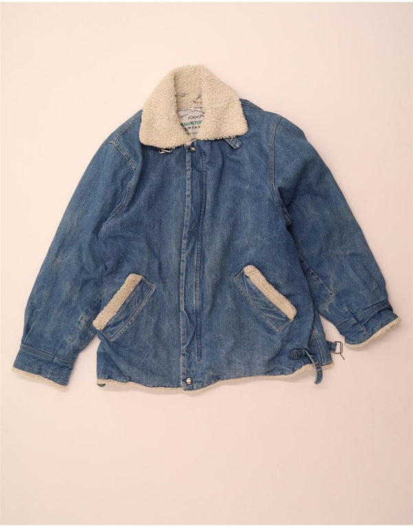 Giacca da uomo in denim sherpa VINTAGE UK 40 grande cotone blu