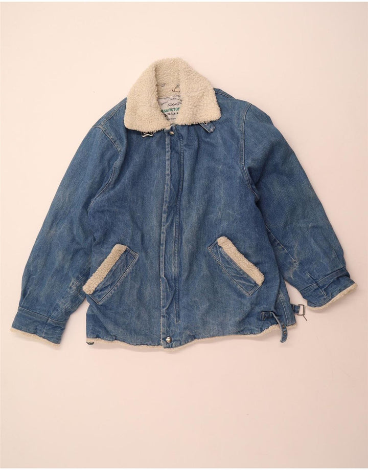 Giacca da uomo in denim sherpa VINTAGE UK 40 grande cotone blu