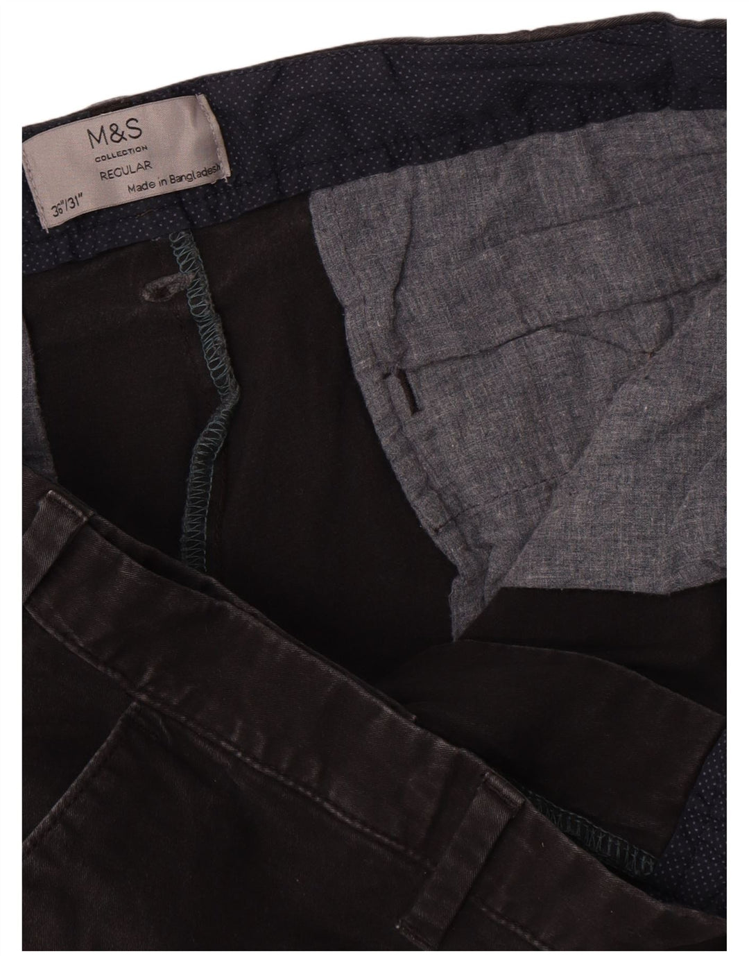 Pantaloni chino dritti da uomo Marks & Spencer W36 L29 cotone nero