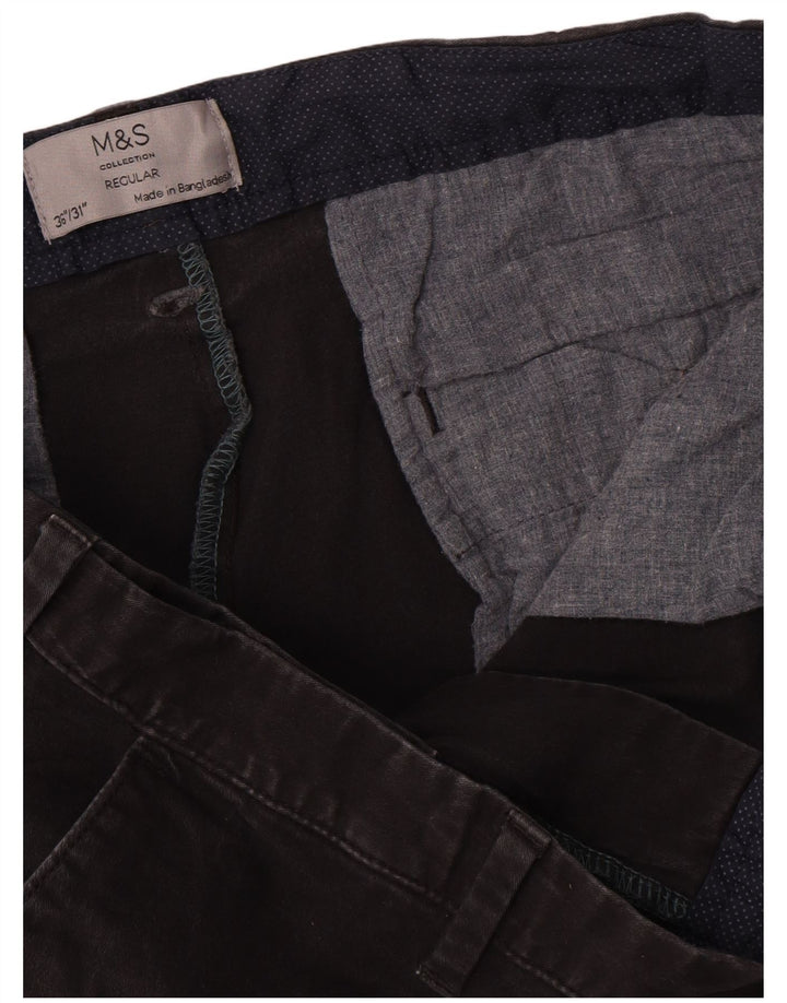 Pantaloni chino dritti da uomo Marks & Spencer W36 L29 cotone nero