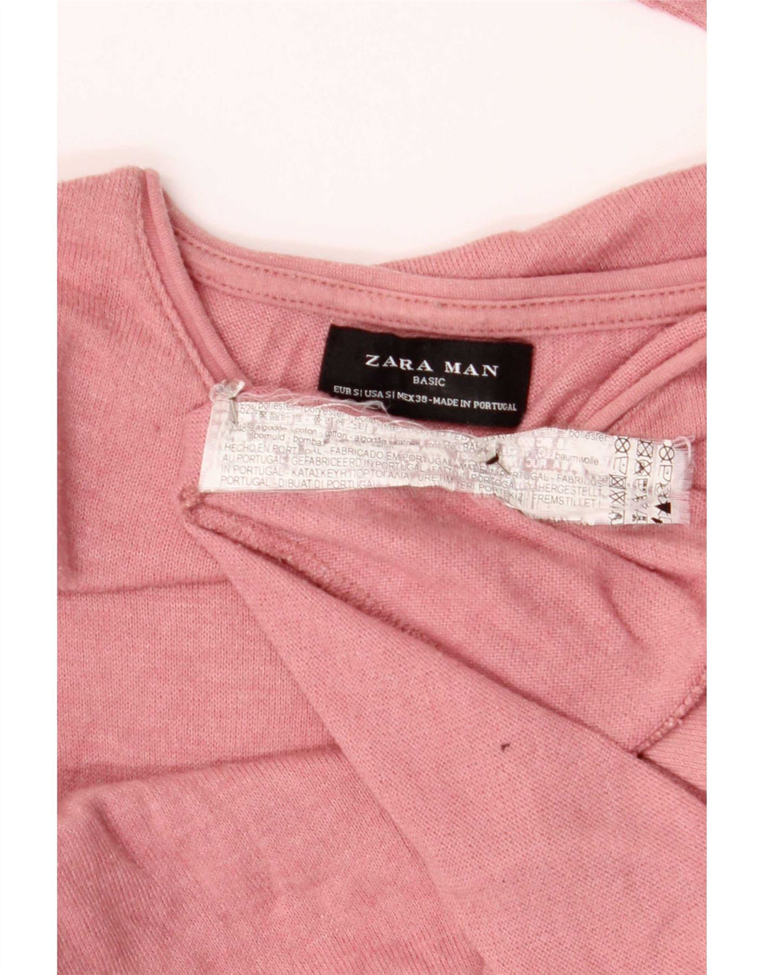Top Zara da uomo a maniche lunghe piccolo in poliestere rosa