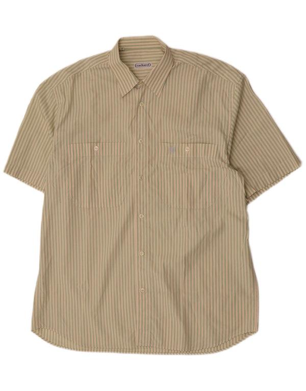 Camicia a maniche corte da uomo Cacharel taglia 41 16 grande cotone gessato grigio