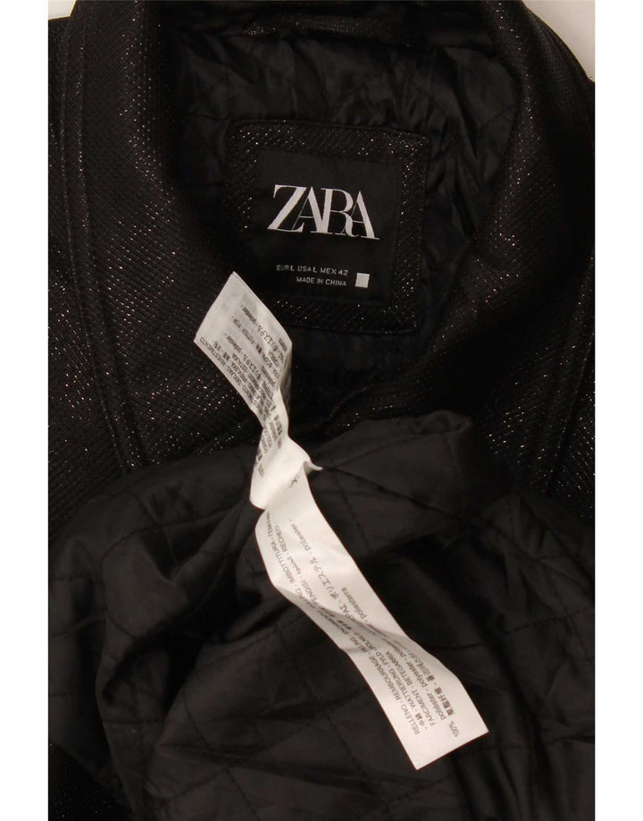 Giubbotto bomber da uomo Zara UK 40 grande poliestere chiazzato nero