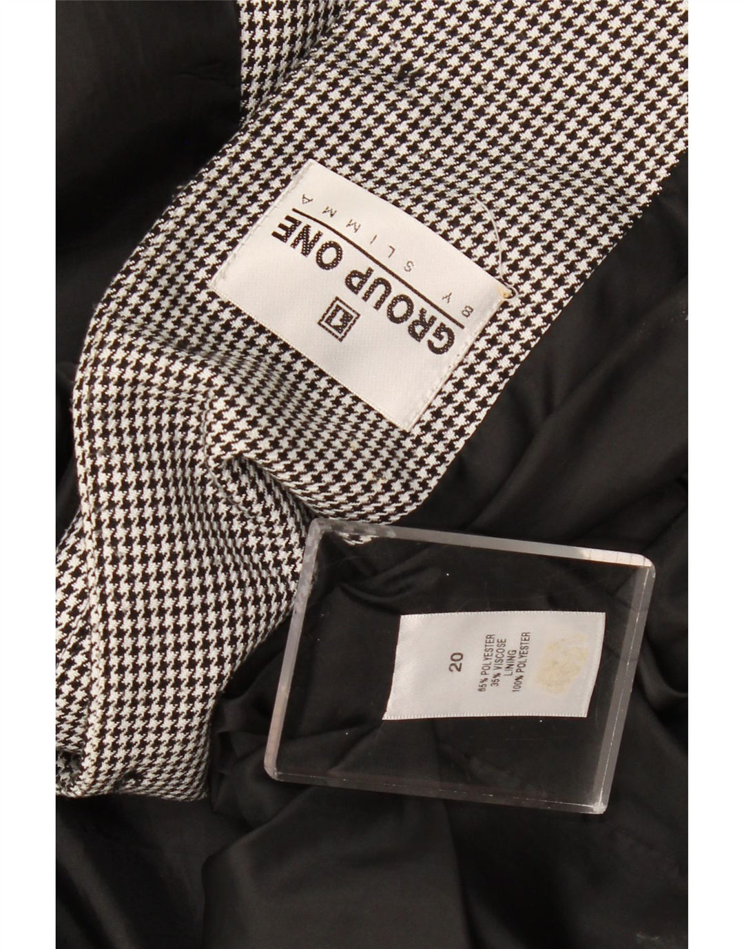 Giubbotto bomber da donna vintage UK 20 2XL poliestere pied de poule nero