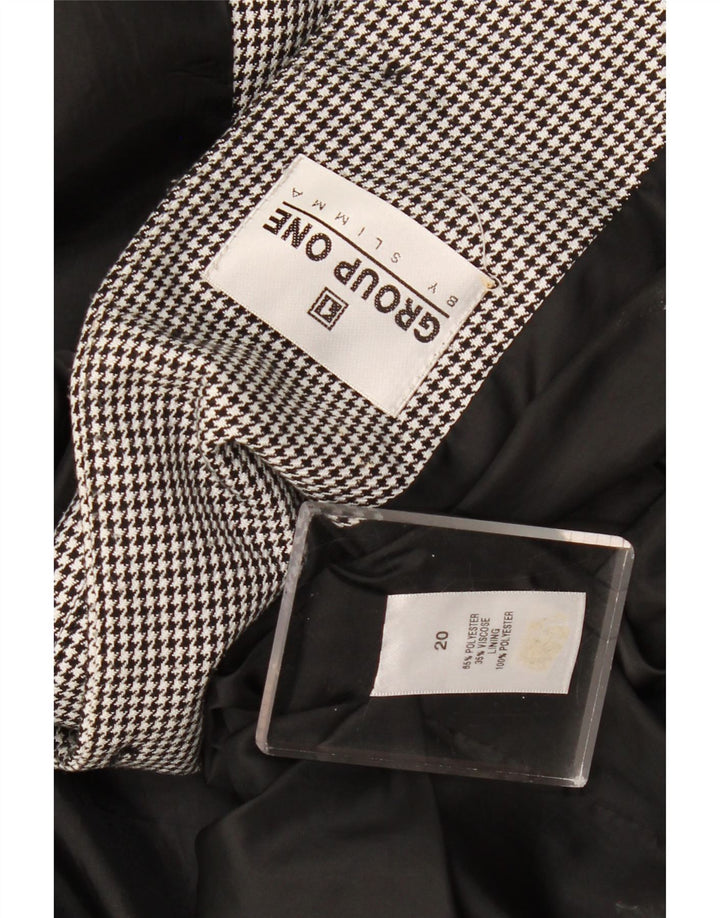 Giubbotto bomber da donna vintage UK 20 2XL poliestere pied de poule nero