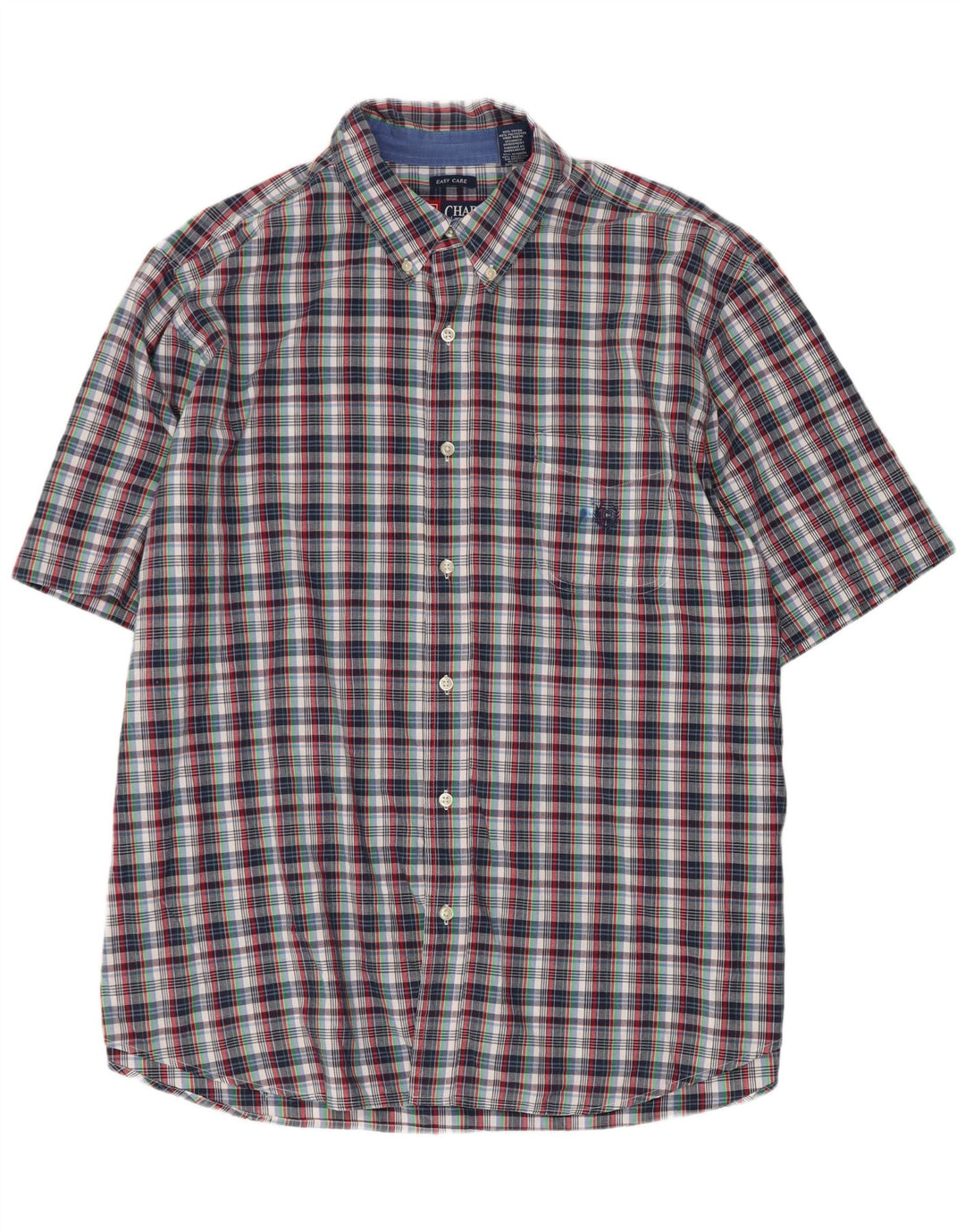 Chaps Camicia a maniche corte da uomo Easy Care 2XL Cotone a quadri multicolore