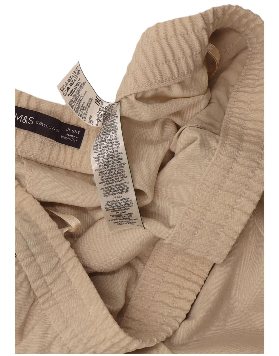 Pantaloni da tuta corti Marks & Spencer da donna UK 18 XL poliestere bianco sporco