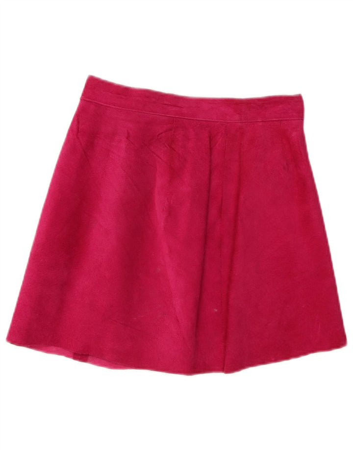 Gonna vintage in pelle scamosciata da donna W24 XS Rosa