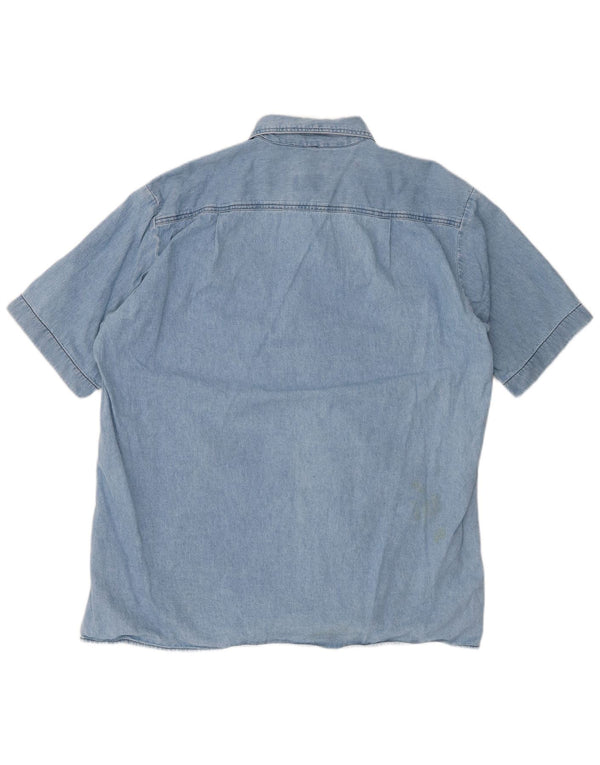 CARRERA Camicia in denim da uomo a manica corta taglia 43/44 XL Cotone blu