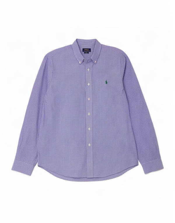 Polo Ralph Lauren Camicia slim fit da uomo XL in cotone a quadretti blu