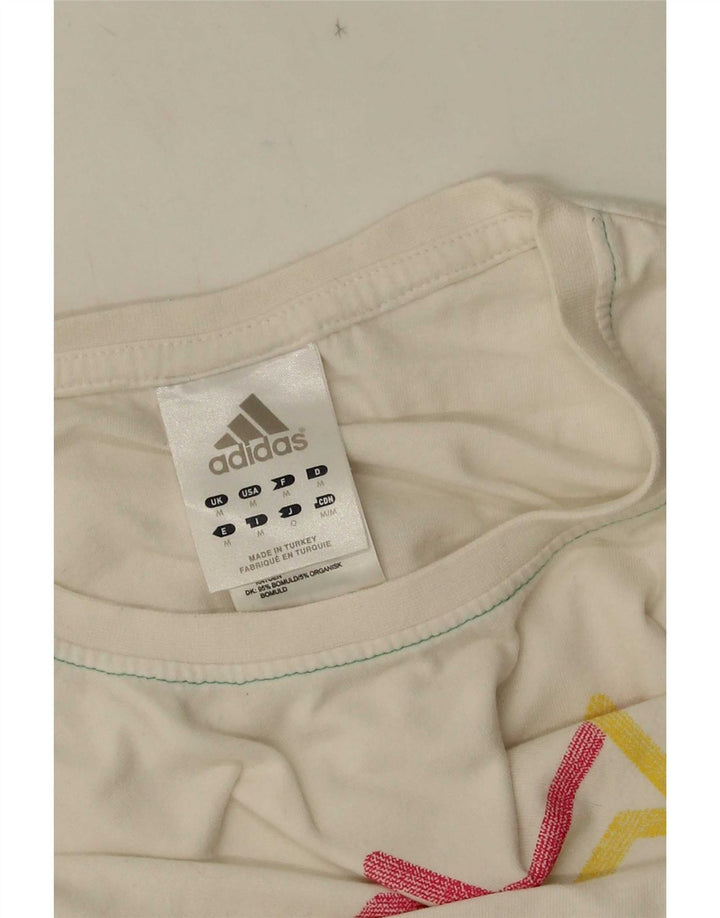 T-shirt grafica da uomo Adidas Top in cotone geometrico bianco medio