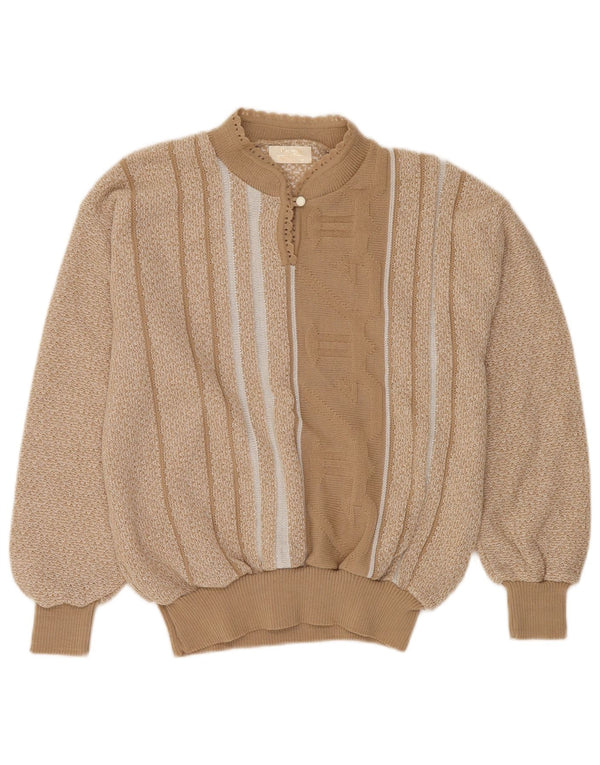 Maglione da donna VINTAGE con collo alto IT 50 XL a righe beige