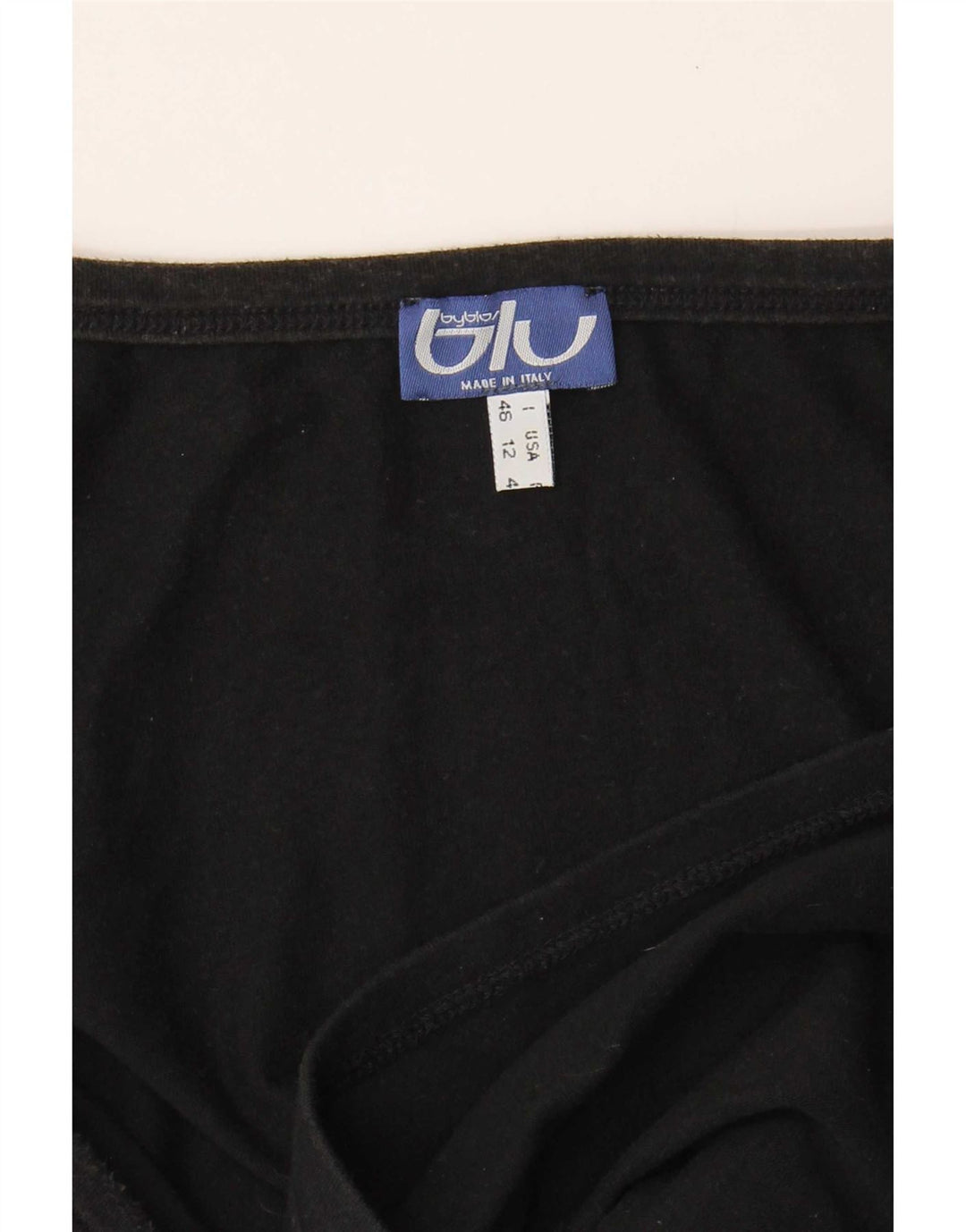 Byblos Canottiera corta da donna UK 16 grande cotone nero
