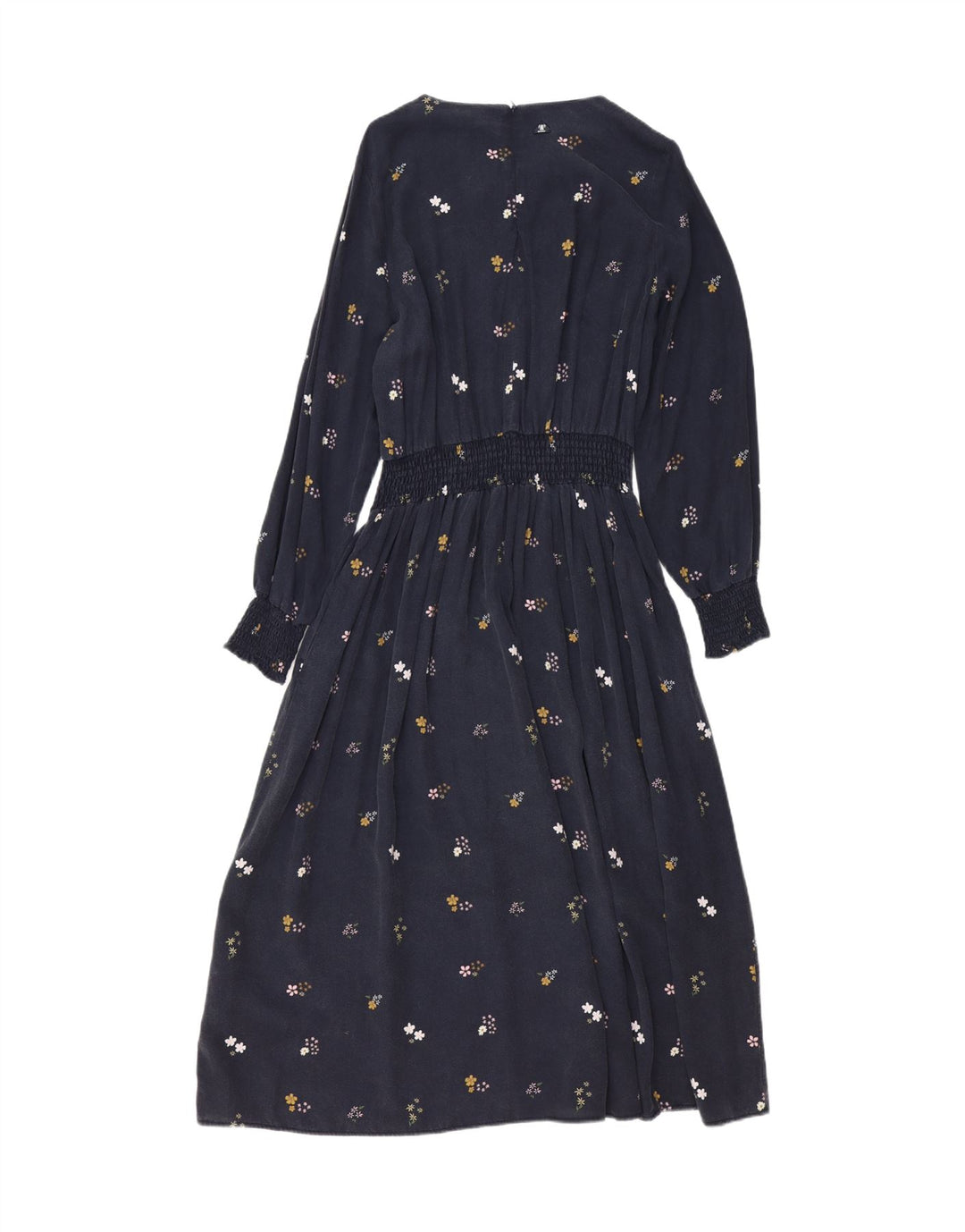 BARBOUR Womens Long Sleeve A-Line Dress UK 12 Medium  Navy Blue Floral