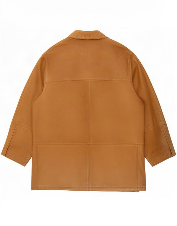 Soprabito vintage da donna oversize in pelle scamosciata IT 50 XL in pelle beige