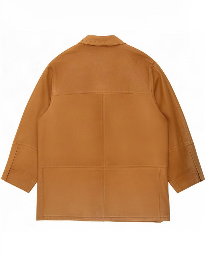 Soprabito vintage da donna oversize in pelle scamosciata IT 50 XL in pelle beige