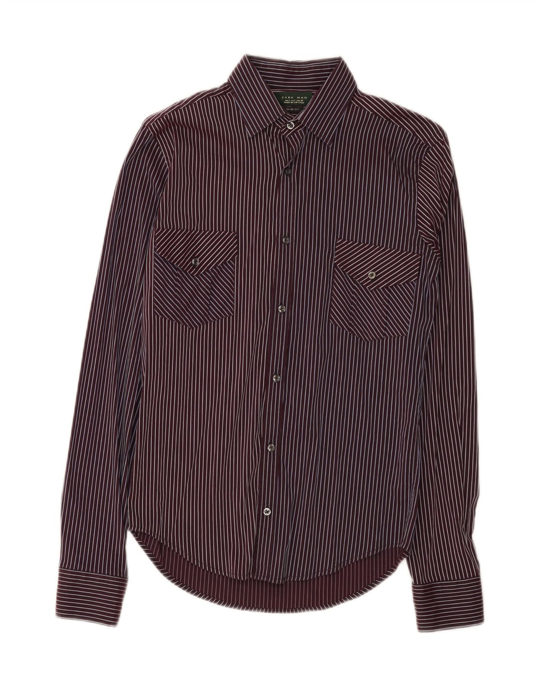 Camicia Zara da uomo slim fit piccola gessata bordeaux