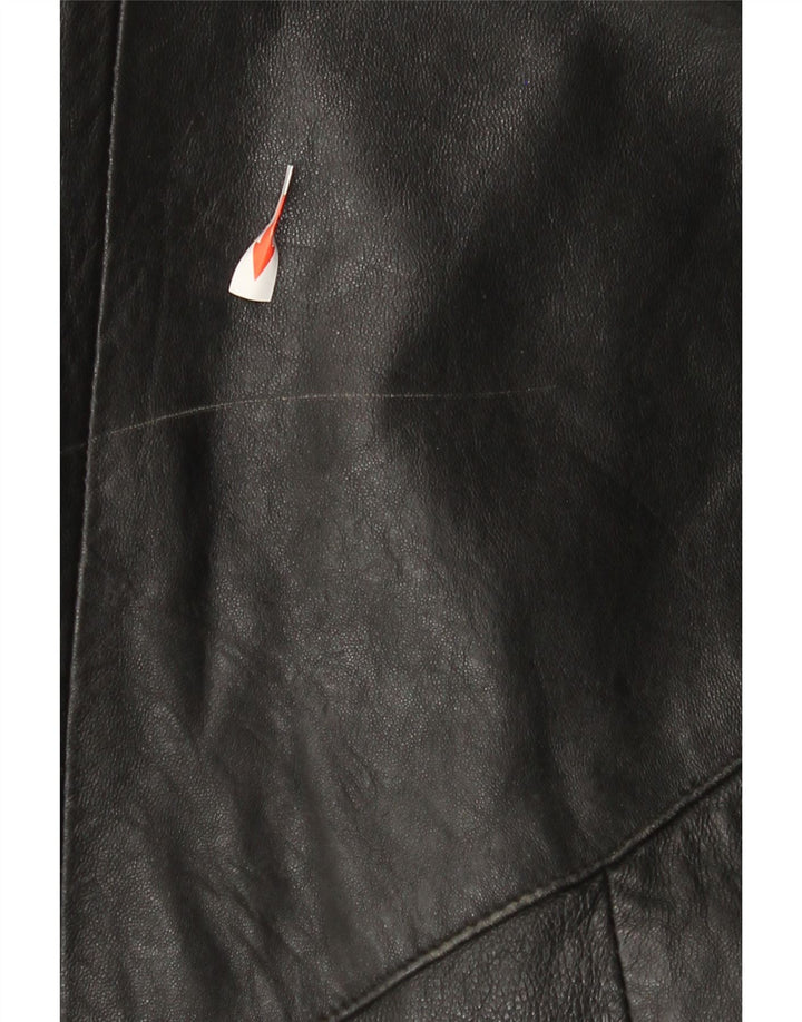 Cappotto in pelle vintage da donna UK 14 grande nero