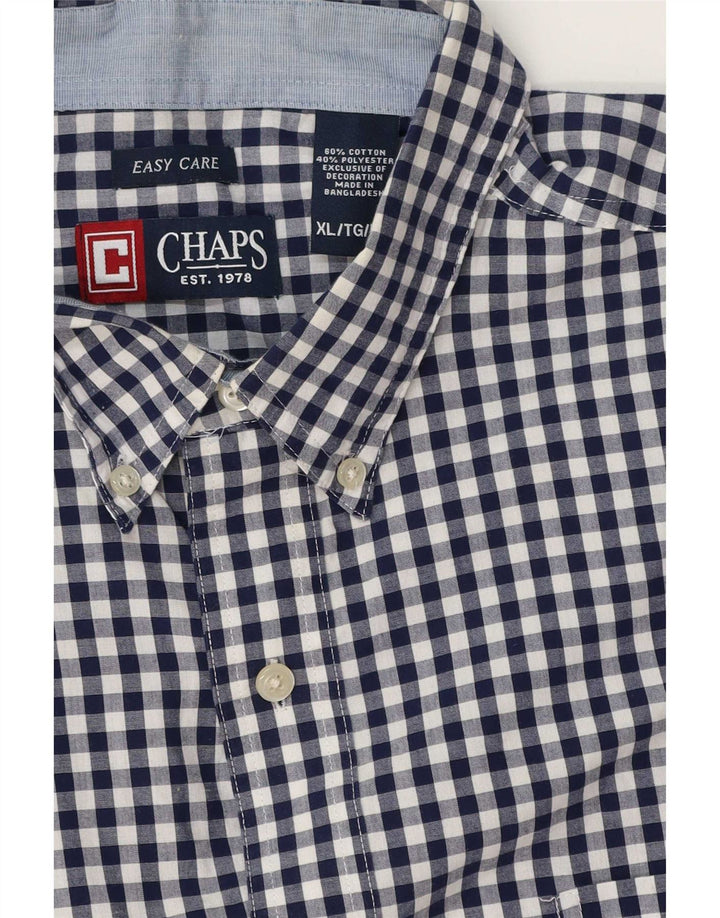 Camicia Chaps da uomo Easy Care XL in cotone a quadretti blu navy